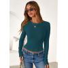 imagePRETTYGARDEN Women 2026 Fall Clothes Long Sleeve Shirts Ribbed Knit Fitted Basic Tee Going Out Tops Underscrub Casual OutfitsPeacock Blue