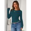 imagePRETTYGARDEN Women 2026 Fall Clothes Long Sleeve Shirts Ribbed Knit Fitted Basic Tee Going Out Tops Underscrub Casual OutfitsPeacock Blue