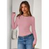 imagePRETTYGARDEN Women 2026 Fall Clothes Long Sleeve Shirts Ribbed Knit Fitted Basic Tee Going Out Tops Underscrub Casual OutfitsPink