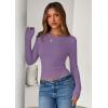 imagePRETTYGARDEN Women 2026 Fall Clothes Long Sleeve Shirts Ribbed Knit Fitted Basic Tee Going Out Tops Underscrub Casual OutfitsPurple