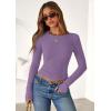 imagePRETTYGARDEN Women 2026 Fall Clothes Long Sleeve Shirts Ribbed Knit Fitted Basic Tee Going Out Tops Underscrub Casual OutfitsPurple