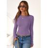imagePRETTYGARDEN Women 2026 Fall Clothes Long Sleeve Shirts Ribbed Knit Fitted Basic Tee Going Out Tops Underscrub Casual OutfitsPurple
