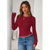 imagePRETTYGARDEN Women 2026 Fall Clothes Long Sleeve Shirts Ribbed Knit Fitted Basic Tee Going Out Tops Underscrub Casual OutfitsRed