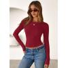 imagePRETTYGARDEN Women 2026 Fall Clothes Long Sleeve Shirts Ribbed Knit Fitted Basic Tee Going Out Tops Underscrub Casual OutfitsRed