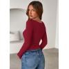imagePRETTYGARDEN Women 2026 Fall Clothes Long Sleeve Shirts Ribbed Knit Fitted Basic Tee Going Out Tops Underscrub Casual OutfitsRed