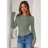 imagePRETTYGARDEN Women 2026 Fall Clothes Long Sleeve Shirts Ribbed Knit Fitted Basic Tee Going Out Tops Underscrub Casual OutfitsSage Green