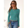 imagePRETTYGARDEN Women 2026 Fall Clothes Long Sleeve Shirts Ribbed Knit Fitted Basic Tee Going Out Tops Underscrub Casual OutfitsTeal