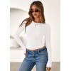 imagePRETTYGARDEN Women 2026 Fall Clothes Long Sleeve Shirts Ribbed Knit Fitted Basic Tee Going Out Tops Underscrub Casual OutfitsWhite
