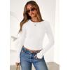 imagePRETTYGARDEN Women 2026 Fall Clothes Long Sleeve Shirts Ribbed Knit Fitted Basic Tee Going Out Tops Underscrub Casual OutfitsWhite