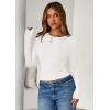 imagePRETTYGARDEN Women 2026 Fall Clothes Long Sleeve Shirts Ribbed Knit Fitted Basic Tee Going Out Tops Underscrub Casual OutfitsWhite