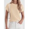 imagePRETTYGARDEN Womens 2026 Spring Fashion Sweater Vest Business Casual Crochet Tops Cap Sleeve Knit Shirt Beach Summer OutfitsApricot
