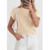 imagePRETTYGARDEN Womens 2026 Spring Fashion Sweater Vest Business Casual Crochet Tops Cap Sleeve Knit Shirt Beach Summer OutfitsApricot