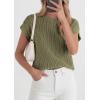 imagePRETTYGARDEN Womens 2026 Spring Fashion Sweater Vest Business Casual Crochet Tops Cap Sleeve Knit Shirt Beach Summer OutfitsArmy Green