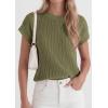 imagePRETTYGARDEN Womens 2026 Spring Fashion Sweater Vest Business Casual Crochet Tops Cap Sleeve Knit Shirt Beach Summer OutfitsArmy Green