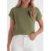 imagePRETTYGARDEN Womens 2026 Spring Fashion Sweater Vest Business Casual Crochet Tops Cap Sleeve Knit Shirt Beach Summer OutfitsArmy Green