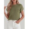 imagePRETTYGARDEN Womens 2026 Spring Fashion Sweater Vest Business Casual Crochet Tops Cap Sleeve Knit Shirt Beach Summer OutfitsArmy Green