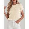 imagePRETTYGARDEN Womens 2026 Spring Fashion Sweater Vest Business Casual Crochet Tops Cap Sleeve Knit Shirt Beach Summer OutfitsBeige