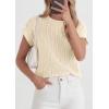 imagePRETTYGARDEN Womens 2026 Spring Fashion Sweater Vest Business Casual Crochet Tops Cap Sleeve Knit Shirt Beach Summer OutfitsBeige