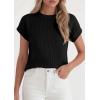 imagePRETTYGARDEN Womens 2026 Spring Fashion Sweater Vest Business Casual Crochet Tops Cap Sleeve Knit Shirt Beach Summer OutfitsBlack
