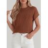 imagePRETTYGARDEN Womens 2026 Spring Fashion Sweater Vest Business Casual Crochet Tops Cap Sleeve Knit Shirt Beach Summer OutfitsBrown