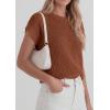 imagePRETTYGARDEN Womens 2026 Spring Fashion Sweater Vest Business Casual Crochet Tops Cap Sleeve Knit Shirt Beach Summer OutfitsBrown