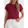 imagePRETTYGARDEN Womens 2026 Spring Fashion Sweater Vest Business Casual Crochet Tops Cap Sleeve Knit Shirt Beach Summer OutfitsBurgundy