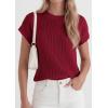 imagePRETTYGARDEN Womens 2026 Spring Fashion Sweater Vest Business Casual Crochet Tops Cap Sleeve Knit Shirt Beach Summer OutfitsBurgundy