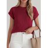 imagePRETTYGARDEN Womens 2026 Spring Fashion Sweater Vest Business Casual Crochet Tops Cap Sleeve Knit Shirt Beach Summer OutfitsBurgundy