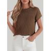 imagePRETTYGARDEN Womens 2026 Spring Fashion Sweater Vest Business Casual Crochet Tops Cap Sleeve Knit Shirt Beach Summer OutfitsCoffee