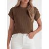 imagePRETTYGARDEN Womens 2026 Spring Fashion Sweater Vest Business Casual Crochet Tops Cap Sleeve Knit Shirt Beach Summer OutfitsCoffee