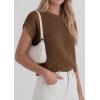 imagePRETTYGARDEN Womens 2026 Spring Fashion Sweater Vest Business Casual Crochet Tops Cap Sleeve Knit Shirt Beach Summer OutfitsCoffee