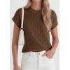 imagePRETTYGARDEN Womens 2026 Spring Fashion Sweater Vest Business Casual Crochet Tops Cap Sleeve Knit Shirt Beach Summer OutfitsCoffee