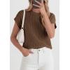imagePRETTYGARDEN Womens 2026 Spring Fashion Sweater Vest Business Casual Crochet Tops Cap Sleeve Knit Shirt Beach Summer OutfitsCoffee