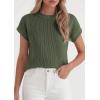 imagePRETTYGARDEN Womens 2026 Spring Fashion Sweater Vest Business Casual Crochet Tops Cap Sleeve Knit Shirt Beach Summer OutfitsGreen