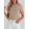 imagePRETTYGARDEN Womens 2026 Spring Fashion Sweater Vest Business Casual Crochet Tops Cap Sleeve Knit Shirt Beach Summer OutfitsKhaki