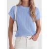 imagePRETTYGARDEN Womens 2026 Spring Fashion Sweater Vest Business Casual Crochet Tops Cap Sleeve Knit Shirt Beach Summer OutfitsLight Blue
