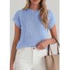 imagePRETTYGARDEN Womens 2026 Spring Fashion Sweater Vest Business Casual Crochet Tops Cap Sleeve Knit Shirt Beach Summer OutfitsLight Blue