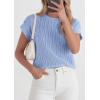 imagePRETTYGARDEN Womens 2026 Spring Fashion Sweater Vest Business Casual Crochet Tops Cap Sleeve Knit Shirt Beach Summer OutfitsLight Blue