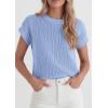 imagePRETTYGARDEN Womens 2026 Spring Fashion Sweater Vest Business Casual Crochet Tops Cap Sleeve Knit Shirt Beach Summer OutfitsLight Blue