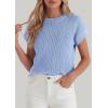 imagePRETTYGARDEN Womens 2026 Spring Fashion Sweater Vest Business Casual Crochet Tops Cap Sleeve Knit Shirt Beach Summer OutfitsLight Blue