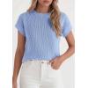 imagePRETTYGARDEN Womens 2026 Spring Fashion Sweater Vest Business Casual Crochet Tops Cap Sleeve Knit Shirt Beach Summer OutfitsLight Blue