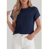 imagePRETTYGARDEN Womens 2026 Spring Fashion Sweater Vest Business Casual Crochet Tops Cap Sleeve Knit Shirt Beach Summer OutfitsNavy Blue