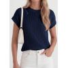 imagePRETTYGARDEN Womens 2026 Spring Fashion Sweater Vest Business Casual Crochet Tops Cap Sleeve Knit Shirt Beach Summer OutfitsNavy Blue