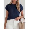 imagePRETTYGARDEN Womens 2026 Spring Fashion Sweater Vest Business Casual Crochet Tops Cap Sleeve Knit Shirt Beach Summer OutfitsNavy Blue