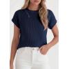 imagePRETTYGARDEN Womens 2026 Spring Fashion Sweater Vest Business Casual Crochet Tops Cap Sleeve Knit Shirt Beach Summer OutfitsNavy Blue