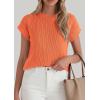 imagePRETTYGARDEN Womens 2026 Spring Fashion Sweater Vest Business Casual Crochet Tops Cap Sleeve Knit Shirt Beach Summer OutfitsOrange
