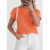 imagePRETTYGARDEN Womens 2026 Spring Fashion Sweater Vest Business Casual Crochet Tops Cap Sleeve Knit Shirt Beach Summer OutfitsOrange