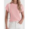 imagePRETTYGARDEN Womens 2026 Spring Fashion Sweater Vest Business Casual Crochet Tops Cap Sleeve Knit Shirt Beach Summer OutfitsPink