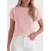 imagePRETTYGARDEN Womens 2026 Spring Fashion Sweater Vest Business Casual Crochet Tops Cap Sleeve Knit Shirt Beach Summer OutfitsPink