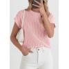 imagePRETTYGARDEN Womens 2026 Spring Fashion Sweater Vest Business Casual Crochet Tops Cap Sleeve Knit Shirt Beach Summer OutfitsPink